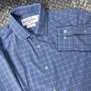 Mizzen Main Shirt Mens M Blue Nova Check Leeward Classic Stretch Performance